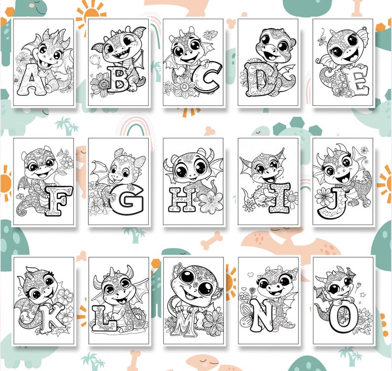 Dragon Coloring Pages Alphabet and Numbers // Preschool Kindergarten ...