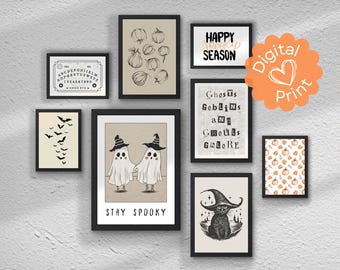 Halloween Wall Art - Bundle of 8 Printables // Spooky Home Decor, Halloween Gallery Wall Set, Halloween Decor, Printable Wall Art