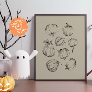 Pumpkin Halloween Wall Art // Spooky Home Decor, Halloween Gallery Wall, Halloween Decor, Printable Wall Art, Halloween Poster, Digital Art