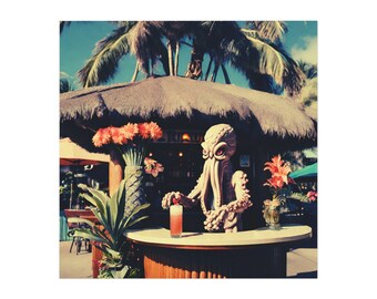 Octopus Tiki Bar Bartender Quirky Tropical Summer Retro Bar Magnet