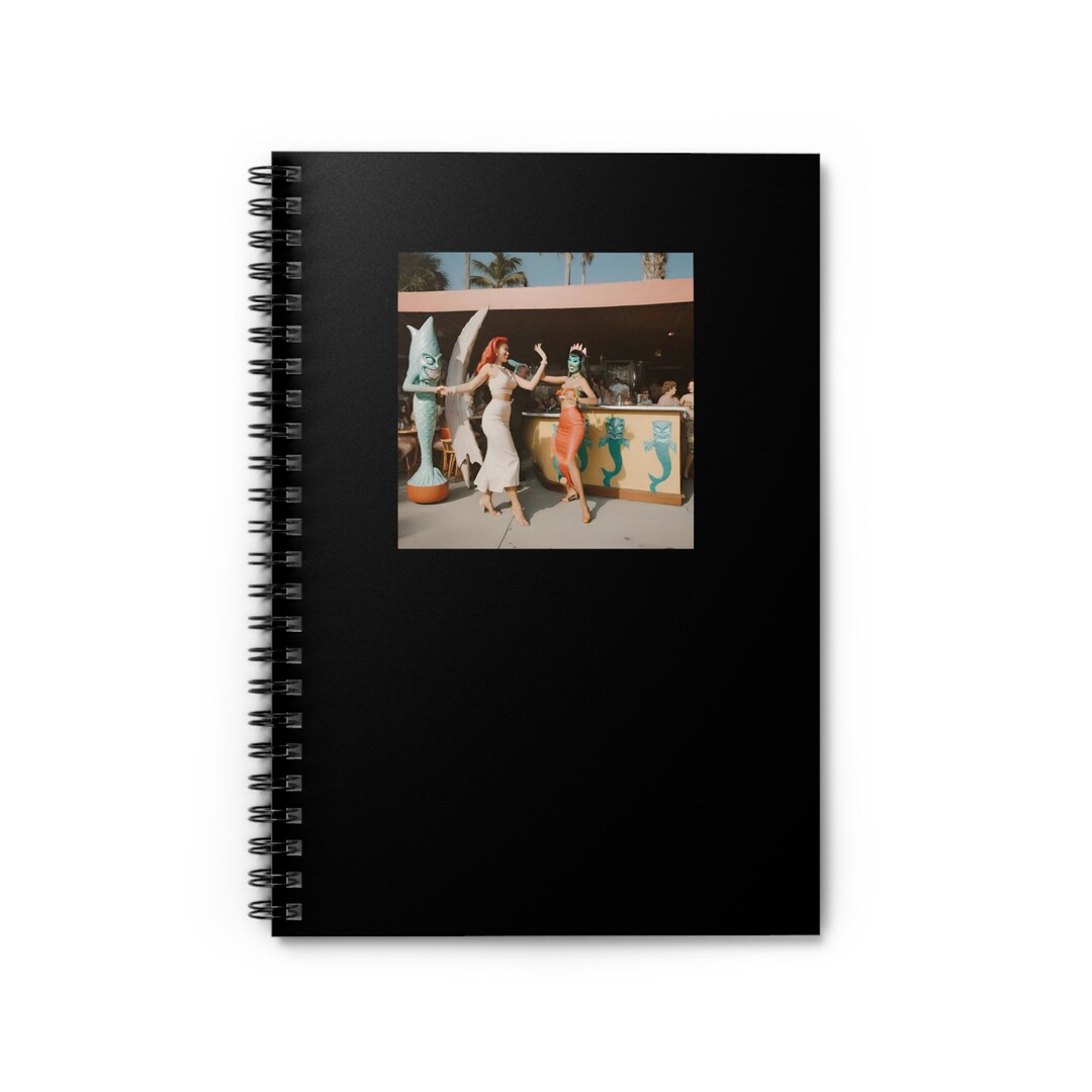 Tiki Notebook Mid Century Modern Vampire Mermaid Tiki Bar Dancing Goth Fantasy Retro ...