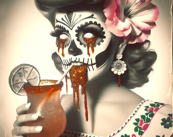 DIGITAL DOWNLOAD Mexican Zombie Tiki Skull JPEG