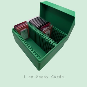 1 oz goud- en zilverbaar testkaarthouder 2 x 20 | Bevat 40 gemeenschappelijke analysekaarten | Keuze uit 4 kleuren | Optionele aanpasbare tekst op deksel