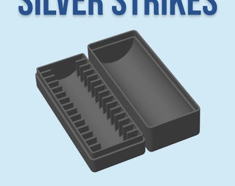 Casino 10 Dollar Silver Strike Capsule Box for 15 Tokens, Collector Storage