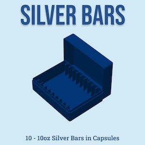 10oz Silver Bar Capsule Box for 10 Bars, Direct Fit Air-Tite Storage