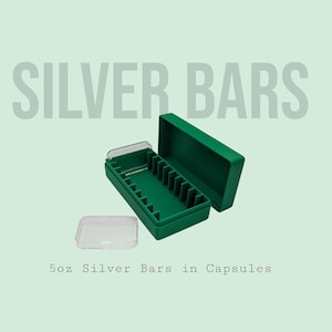 5oz Silver Bars Storage Box for Direct-Fit Capsules | Holds 10 5oz Silver Bars | 1x10 Layout | 9 color Options | Optional Customized Text