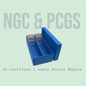 Graded Coin Storage Box | 40 Certified NGC and PCGS 1oz Silver Dollar Slabs | 2x20 Layout | 9 Color Options | Optional Customized Text
