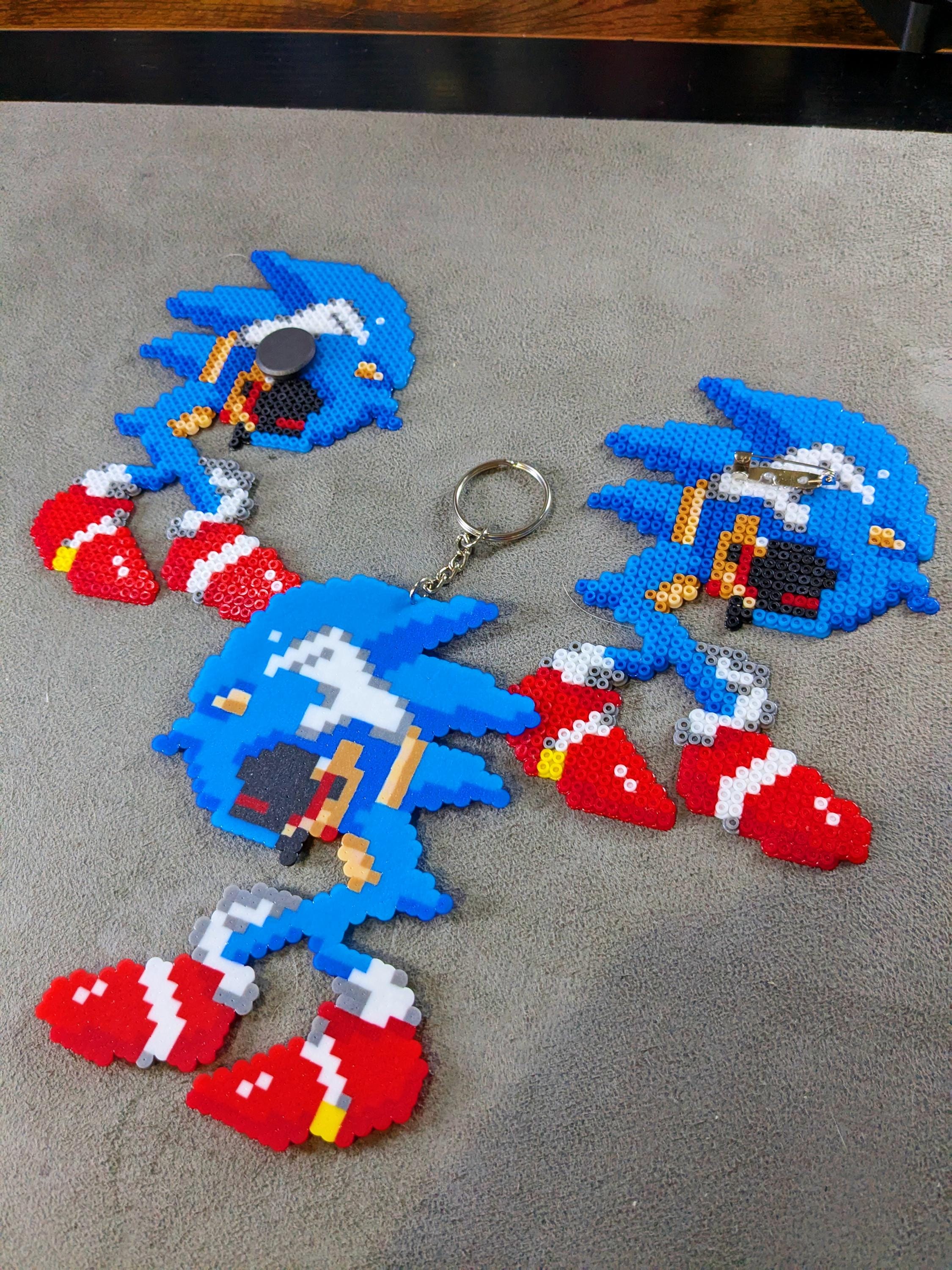 Handmade Sonic.exe Perler Bead Keychain, Magnet, or Pin – Creepy