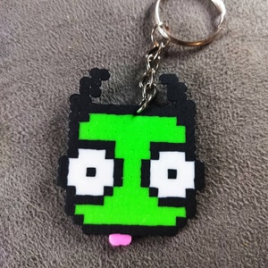 Handgemaakte Gir Perler Bead-sleutelhanger, magneet, speld, oorbel– Invader Zim, kawaii-accessoires, schattige cartoon, uniek fanartcadeau, Zim-merchandise