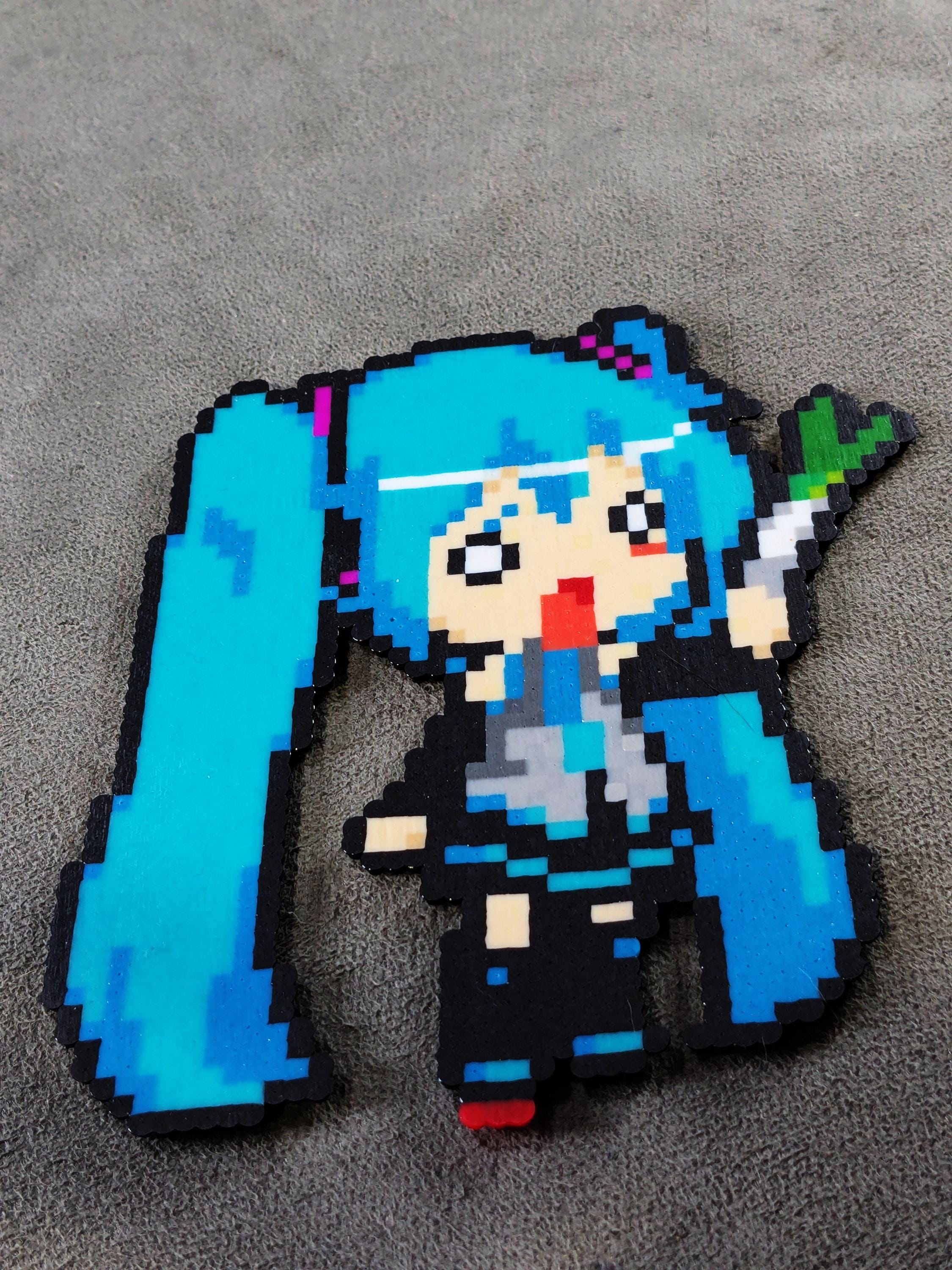 Hatsune Miku Perler Bead Art - Necklace or Magnet – Handmade Anime