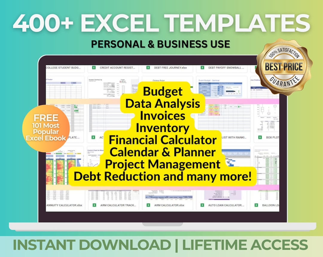 400 Microsoft Excel Template Collection for Personal and Business - Etsy
