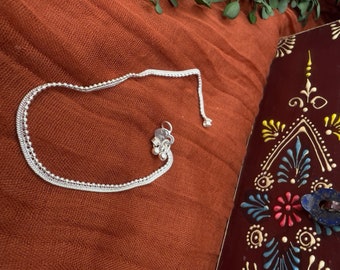 Handmade silver anklet, boho style