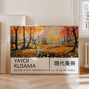 Poster di Yayoi Kusama - Foresta in autunno, Japandi Gallery Wall Art come stampa di Kusama, poster ispirato a Kusama, arte murale giapponese