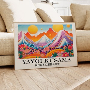 Cartel de Yayoi Kusama - Colorido arte de pared japonés como impresión de Yayoi Kusama, cartel abstracto de Kusama, cartel japonés, arte de pared japonés