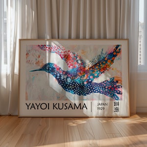 Poster Yayoi Kusama - Uccello - Japandi Wall Art come stampa Yayoi Kusama, Poster astratto Kusama, Poster giapponese, Arte murale giapponese