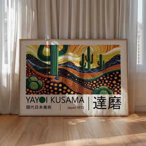 Yayoi Kusama Poster - Kaktus, Japandi Gallerie Wandkunst als Yayoi Kusama Print, Abstraktes inspiriertes Kusama Poster, Japanische Wandkunst