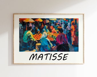 Matisse Poster - Fruit Market - Colorful wall art as elegant Matisse print, Inspired Matisse art, Horizontal Matisse art print