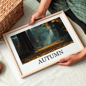 Foggy Forest Poster - Autumnal forest path - Foggy Forest Print - Misty Forest Print - Misty mountain art - Forest Photo Print