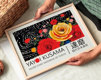 草間彌生ポスター - バラ、草間彌生プリントとしてのジャパンディ