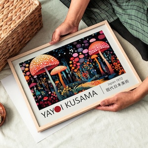 Yayoi Kusama Poster - Pilze, Japandi Gallerie Wandkunst als Yayoi Kusama Print, Abstraktes inspiriertes Kusama Poster, Japanische Wandkunst