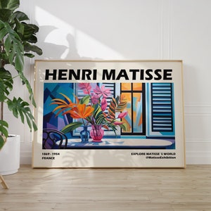 Cartel de Henri Matisse - Jarrón - Arte estético de la pared como impresión colorida de Matisse, arte inspirado de Matisse, impresión de arte horizontal de Matisse