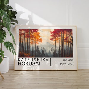 Katsushika Hokusai Poster - Waldrand, Japanische Ausstellungskunst, Hokusai Print als Japandi Druck, Japanische Landschafts Wandkunst