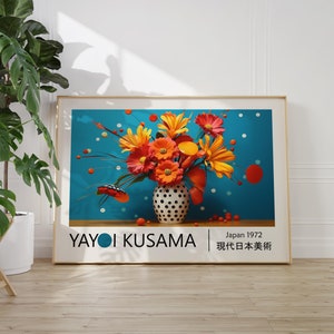 Cartel de Kusama - Jarrón, Arte de pared de la galería Japandi como impresión de Yayoi Kusama, cartel de Kusama de inspiración abstracta, arte de pared japonés