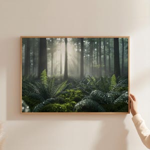 Nature Forest Poster - Autumnal forest path - Foggy Forest Print - Misty Forest Print - Misty mountain art - Forest Photo Print
