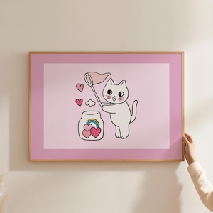 Cat Poster - High quality cat poster for your home or as a gift, Funny cat print, Bunting wall art, Retro cat art