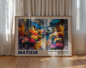 Matisse Poster - Flower Street - Colorful wall art as elegant Matisse print, Inspired Matisse art, Horizontal Matisse art print