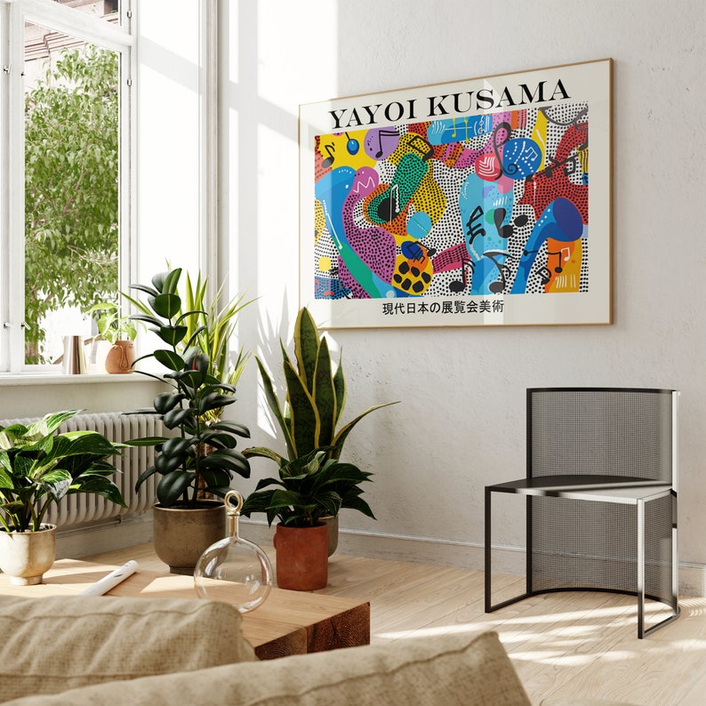 Affiche Yayoi Kusama Notes, art mural Japandi coloré abstrait comme impression Yayoi Kusama, affiche Kusama, affiche japonaise, art mural japonais image 8