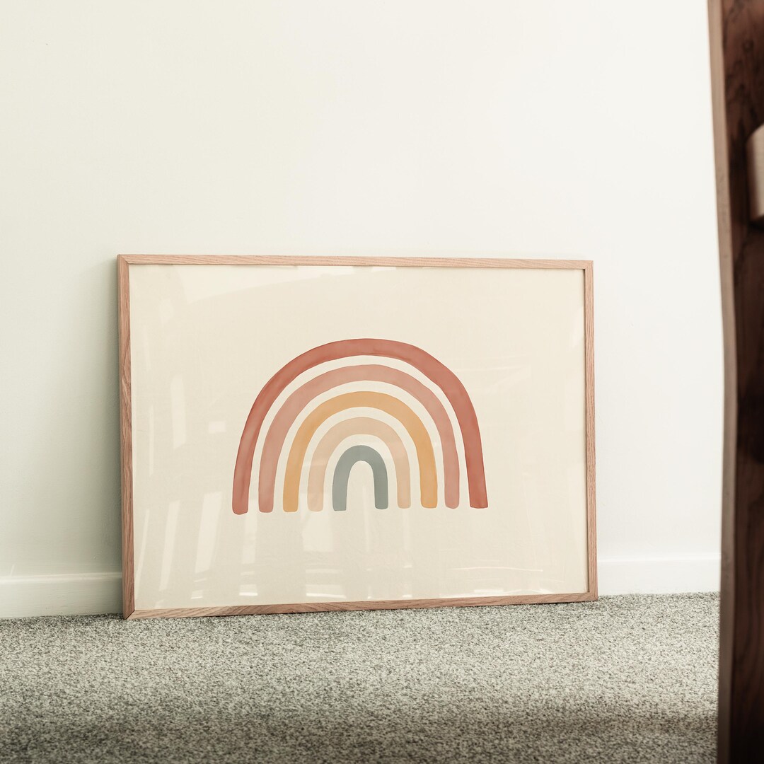 Boho Rainbow Wall Art | Neutral Nursery Decor | Minimalist Rainbow ...