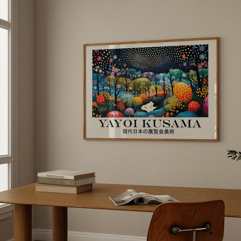 Yayoi Kusama Poster - Colorful Floral Art in Japandi Wall Art Style ...