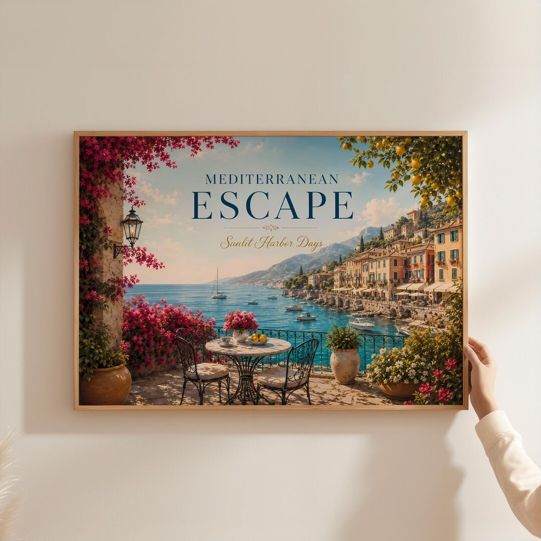Mediterranean Escape Wall Art Print, Italian Coastal Poster, Amalfi ...