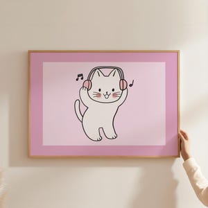 Cat Poster - High quality cat poster for your home or as a gift, Funny cat print, Bunting wall art, Retro cat art