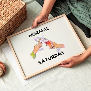 Normal Saturday Poster - Cocktail Poster, Girly Bar, Alkohol trinken, Party Wanddeko, Esszimmer Bar, Süße Küchenkunst, Retro Cocktail Druck