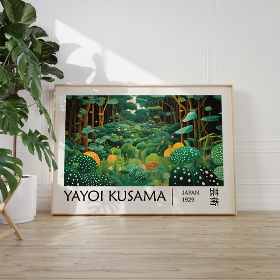 Yayoi Kusama Poster, Japanese Wall Art, Yayoi Kusama Pumpkin, Kusama Poster : Vintage Yayoi Kusama Grasslands Posters Japanese Wall