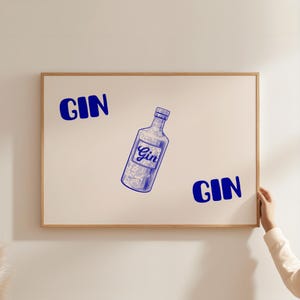 Gin Gin Poster - Cocktail Poster, Girly Bar, Alkohol trinken, Party Wanddeko, Esszimmer Bar, Süße Küchenkunst, Retro Cocktail Druck