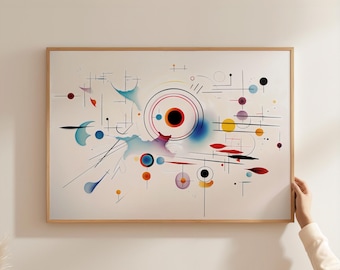 Abstract geometric wall art, Kandinsky-style poster, Bauhaus wall art, Mid-Century Modern art, minimalist living room poster print