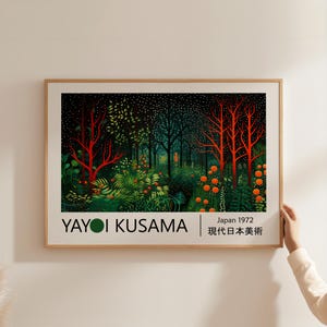 Yayoi Kusama Poster - Japandi Gallerie Wandkunst als Yayoi Kusama Print, Abstraktes inspiriertes Kusama Poster, Japanische Wandkunst