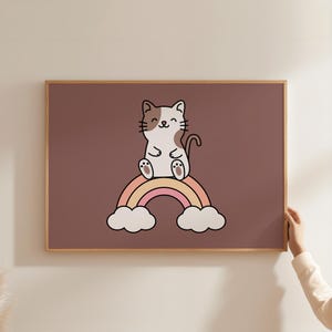 Cat Poster - High quality cat poster for your home or as a gift, Funny cat print, Bunting wall art, Retro cat art