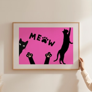 Cat Poster - High quality cat poster for your home or as a gift, Funny cat print, Bunting wall art, Retro cat art