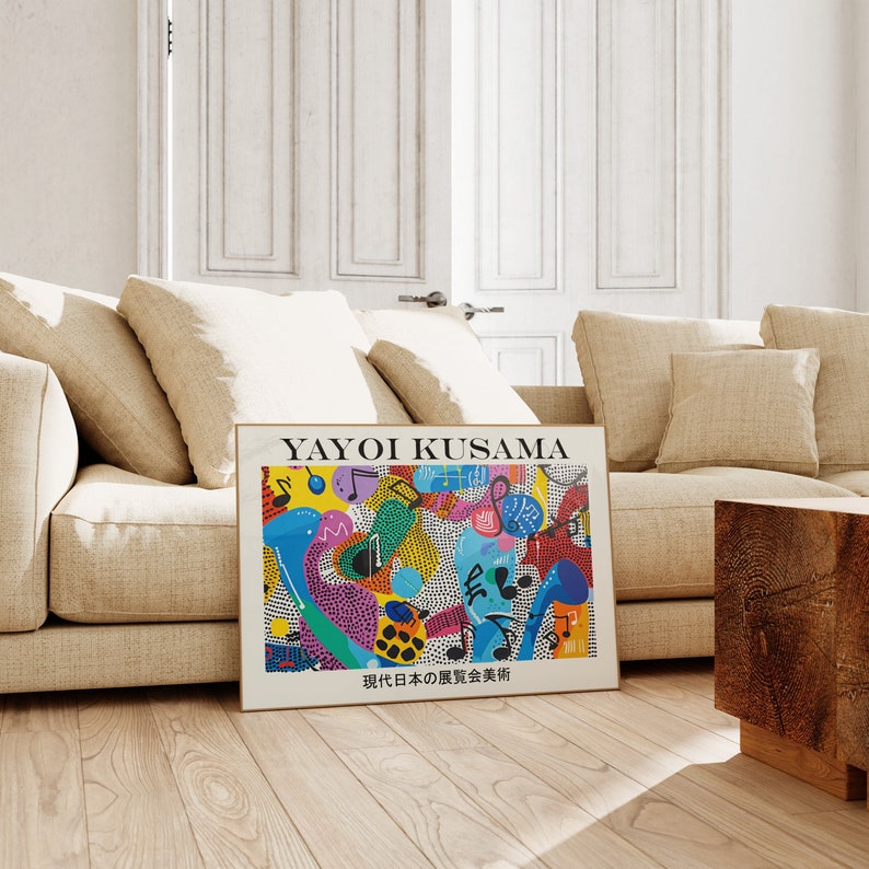Affiche Yayoi Kusama Notes, art mural Japandi coloré abstrait comme impression Yayoi Kusama, affiche Kusama, affiche japonaise, art mural japonais image 1
