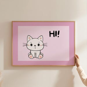 Cat Poster - High quality cat poster for your home or as a gift, Funny cat print, Bunting wall art, Retro cat art