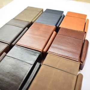 Handmade Leather Cigarette Case with Lighter Pocket: Stylish Protection in 9 Colors-Handcrafted Cigarette Case, Protect Your Smokes in Style