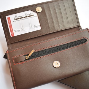 Handcrafted Leather Wallet Clutch Purse for Women: Stylish Essentials - Artisan Leather Clutch Wallet~ Handmade Choco Brown Textured Wallet