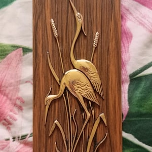 Vintage MCM West German 3D Wall Plaque - Herons and Reeds