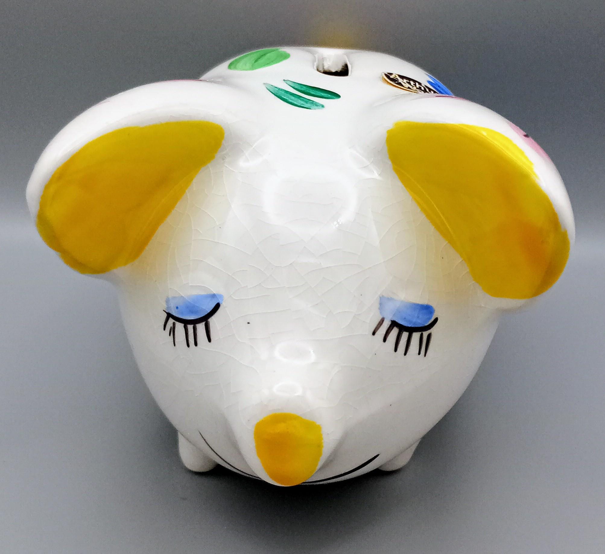 Vintage Arthur Wood Piggy Bank #4968 With Original Label 1970s
