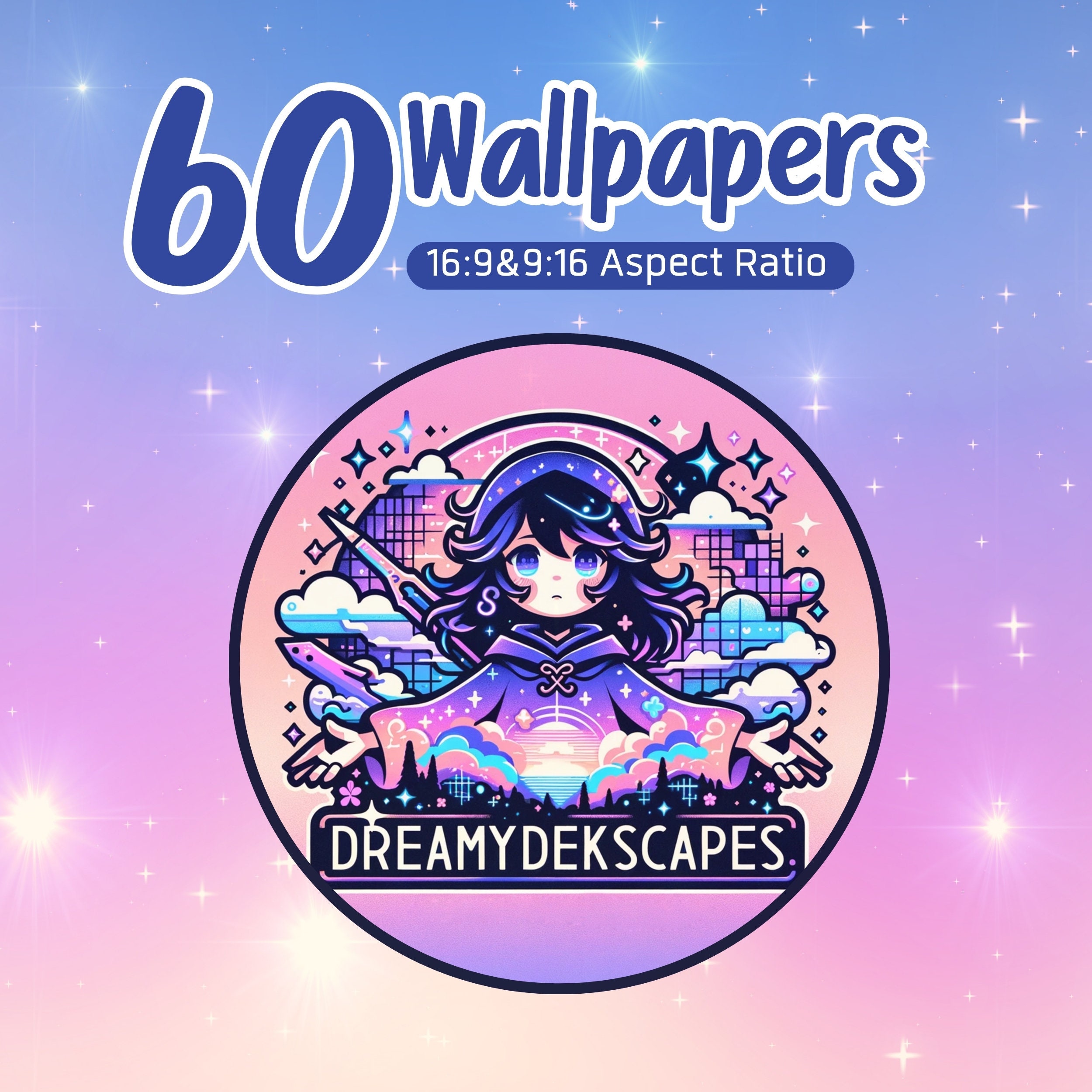 60 Dreamy Anime Wallpaper Bundle, Aesthetic Anime Background, Fantasy