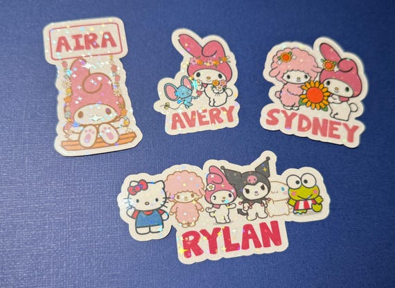 WATERPROOF** Personalized Name My Melody themed Stickers. Great for party favors, computer, personalizations, decals, much more.